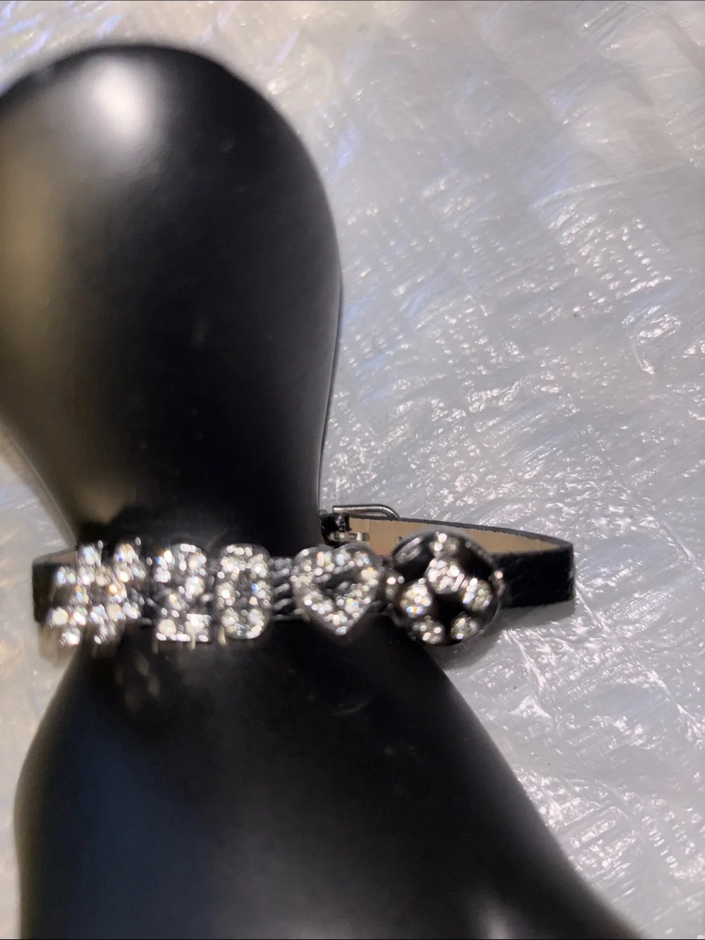 Black Rhinestone Accent Bracelet with Clear Stones